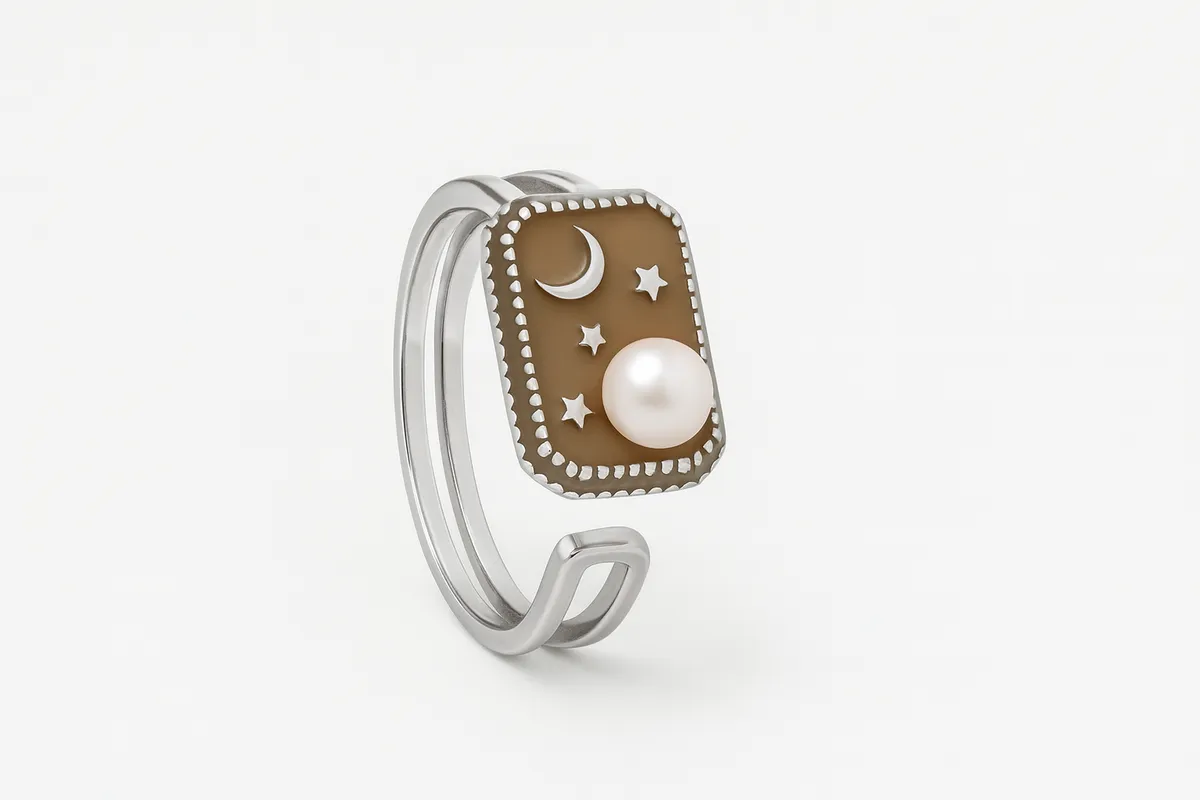 Cosmic Pearl Charm Ring