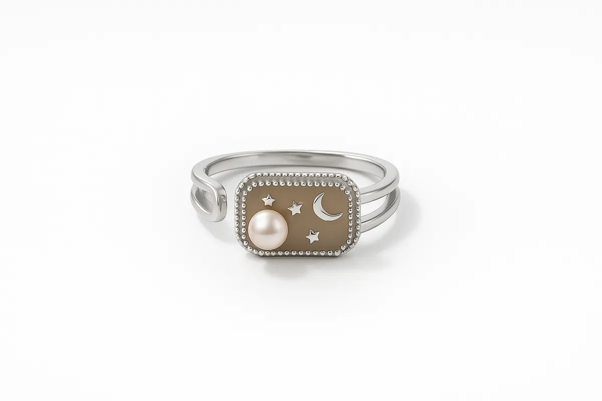 Cosmic Pearl Charm Ring