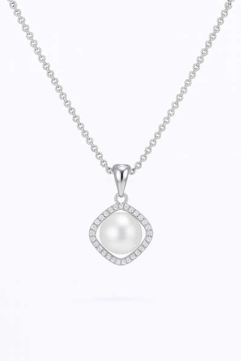 Square Pearl Halo Pendant