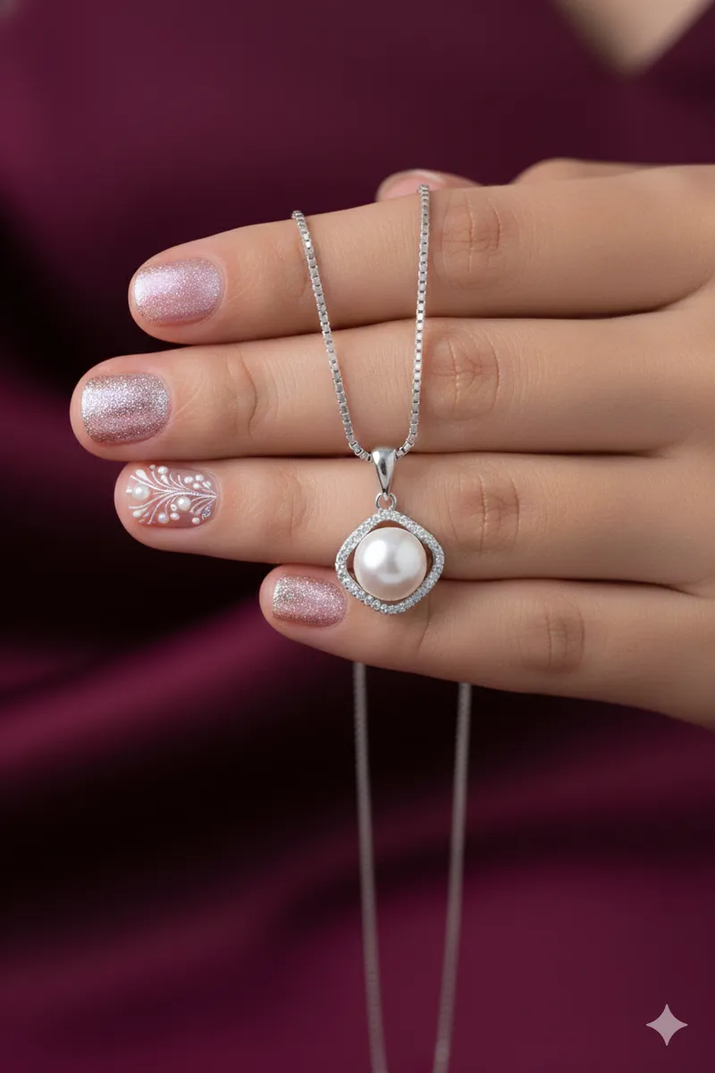 Square Pearl Halo Pendant