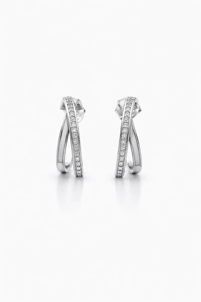 The Crisscross Pavé Hoop Earrings