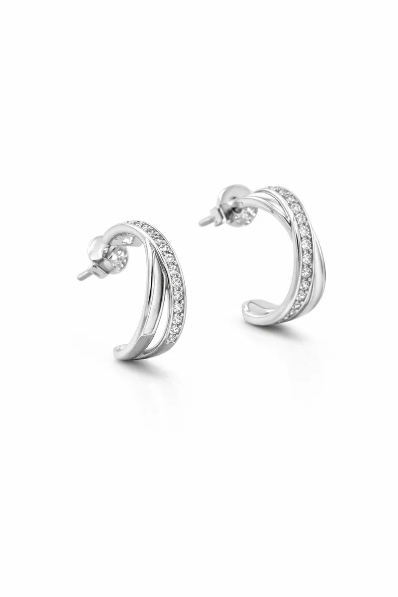The Crisscross Pavé Hoop Earrings