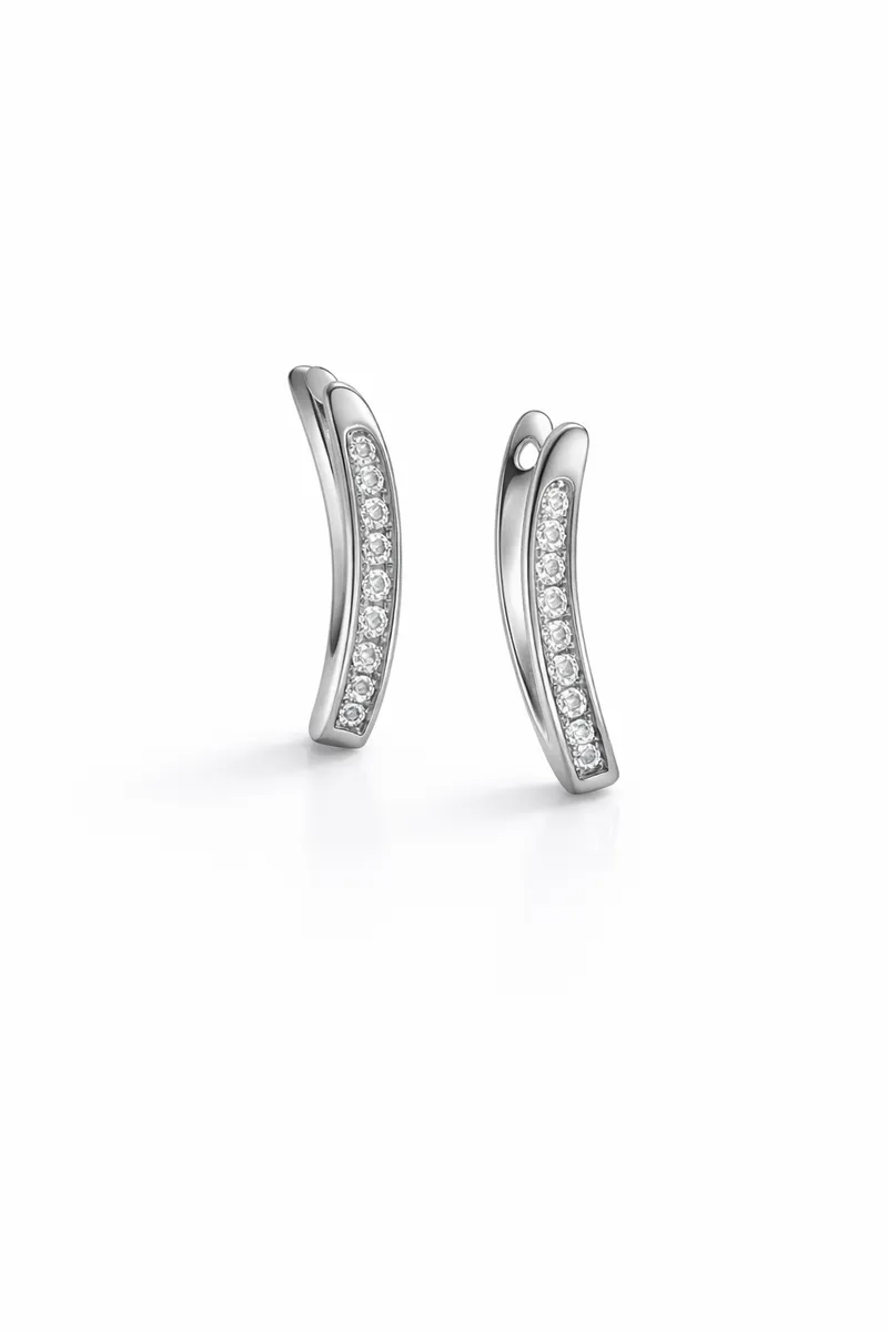 The Curved Pavé Bar Earrings