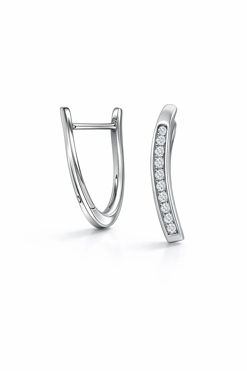The Curved Pavé Bar Earrings