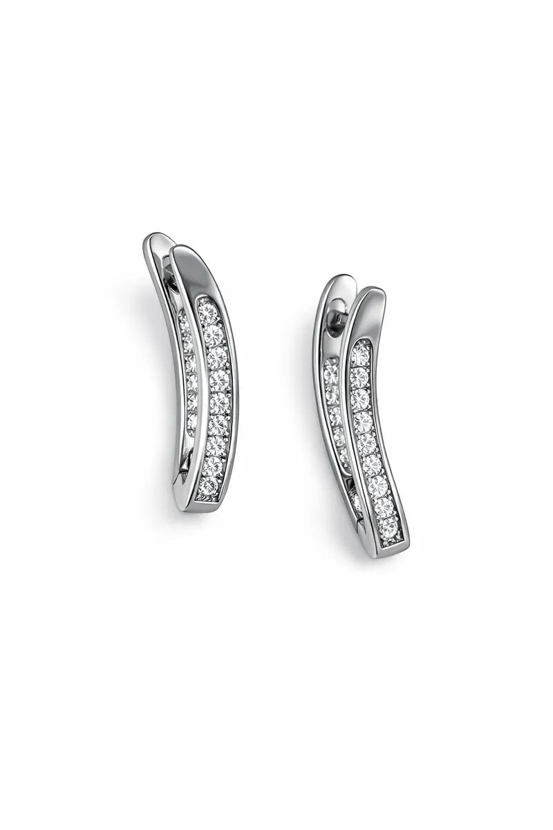 The Curved Pavé Bar Earrings