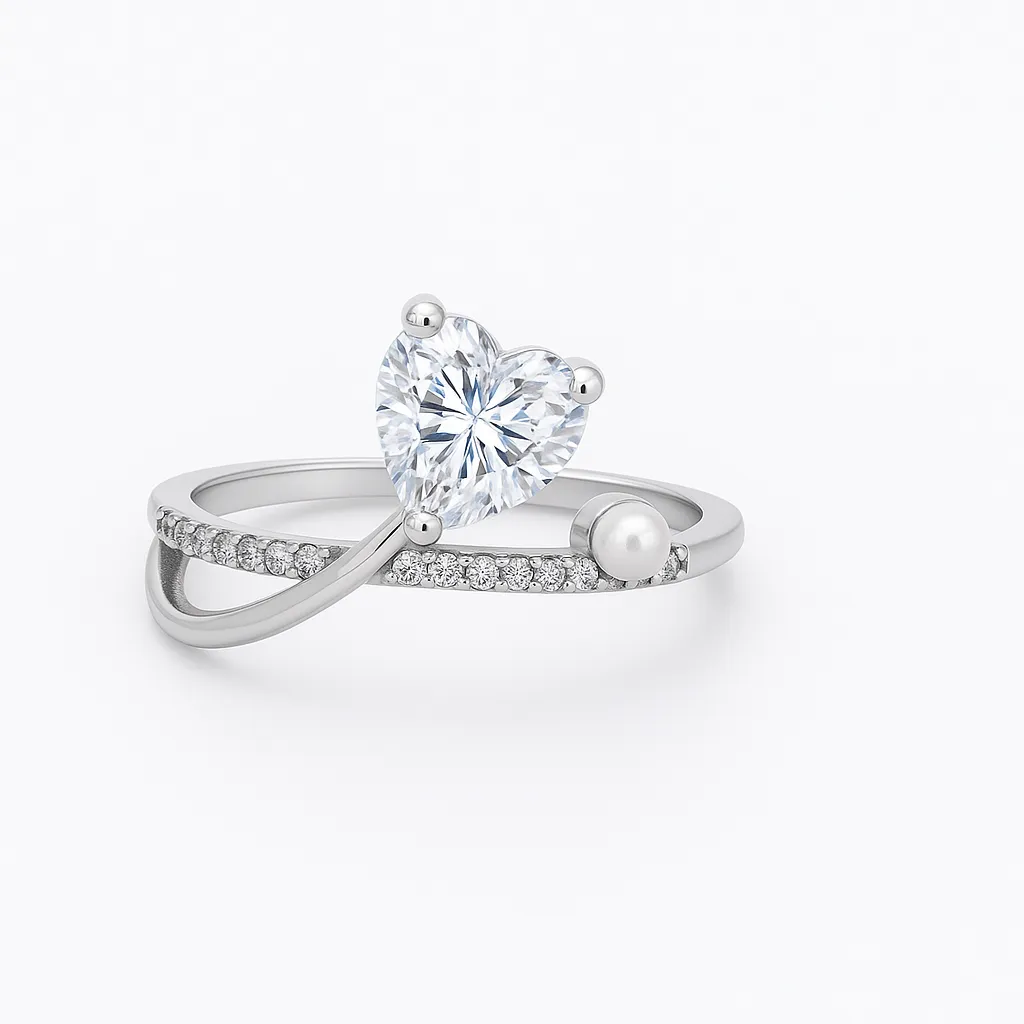 The Heart and Pearl Infinity Ring
